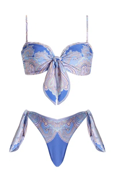 Zimmermann Maxine Convertible Paisley-print Bikini In Pink
