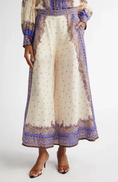 ZIMMERMANN ZIMMERMANN MAXINE PAISLEY CROP RAMIE WIDE LEG PANTS