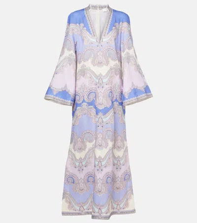 Zimmermann Maxine Tunic Midi Dress Cornflower Paisley In Multi