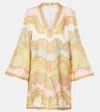 Zimmermann Pastel Paisley Pattern Linen Dress In Gold