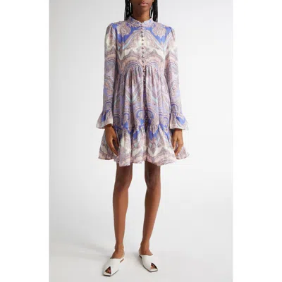 Zimmermann Maxine Paisley Long Sleeve Linen Shirtdress
