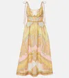 Zimmermann Maxine Picnic Paisley Linen Bustier Dress In Multicoloured