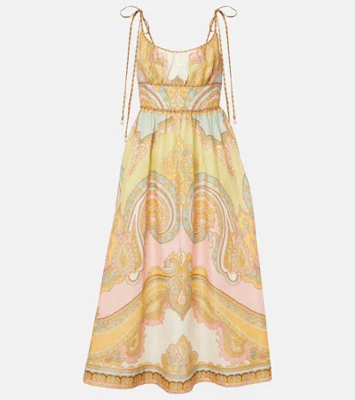 ZIMMERMANN MAXINE PICNIC PAISLEY LINEN BUSTIER DRESS