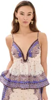 Zimmermann Maxine Plunge Cami Tops Purple In Purple Paisley