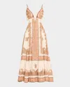 Zimmermann Light Beige Maxine Plunge Maxi Dress