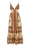 Zimmermann Light Beige Maxine Plunge Maxi Dress
