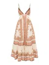 Zimmermann Light Beige Maxine Plunge Maxi Dress In Orange