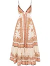Zimmermann Light Beige Maxine Plunge Maxi Dress In Nude
