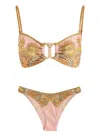 Zimmermann `maxine` Knot Trim Bikini In Multi Print