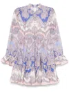 Zimmermann Maxine Long Sleeve Mini Dress Purple Paisley