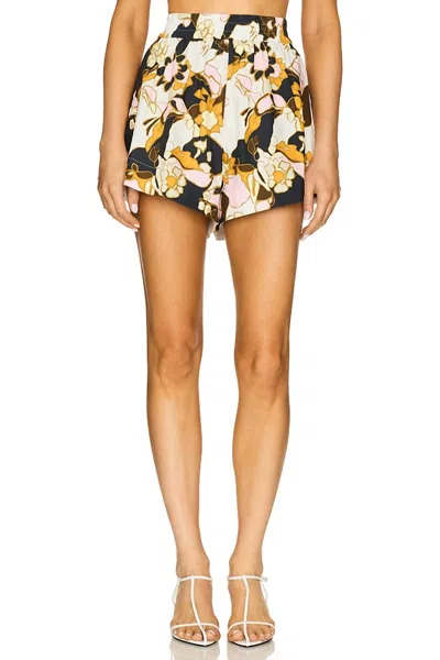 Zimmermann Maxine Relaxed Short In Yellow Floral In Multi