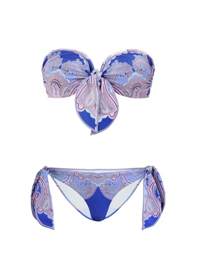 Zimmermann Maxine Scarf Tie Bikini Cornflower In Blue