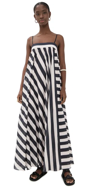 Zimmermann Maxine Stripe Maxi Dress Black/cream Stripe In Multi