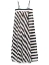 Zimmermann Maxine Stripe Maxi Dress Black/cream Stripe In Black