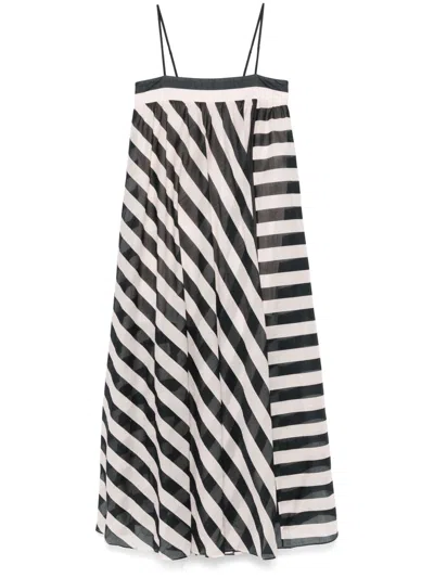Zimmermann Flowy Maxi Sheer Striped Spaghetti Dress In Multicolor