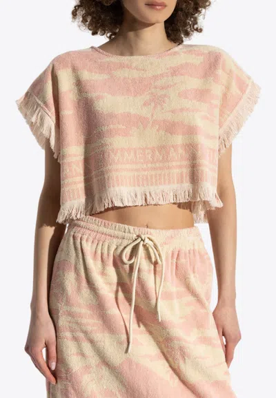ZIMMERMANN MAXINE TOWELING FRINGED TOP