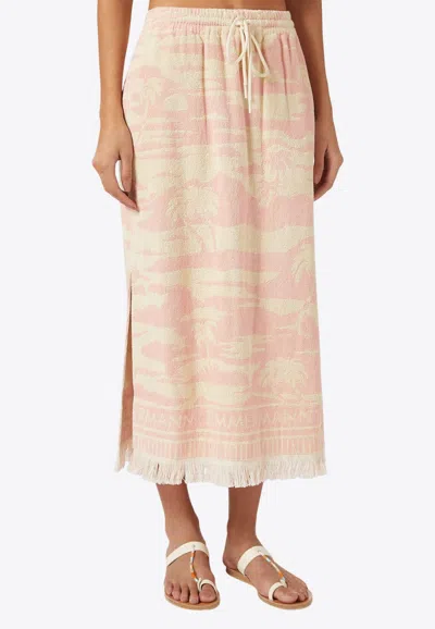 Zimmermann Maxine Toweling Midi Skirt In Pink