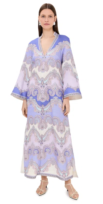 Zimmermann Maxine Tunic Midi Dress Cornflower Paisley In Multi