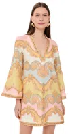 Zimmermann Pastel Paisley Pattern Linen Dress In Gold Paisley
