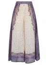 Zimmermann Maxine Wide Leg Printed Trousers In Purple