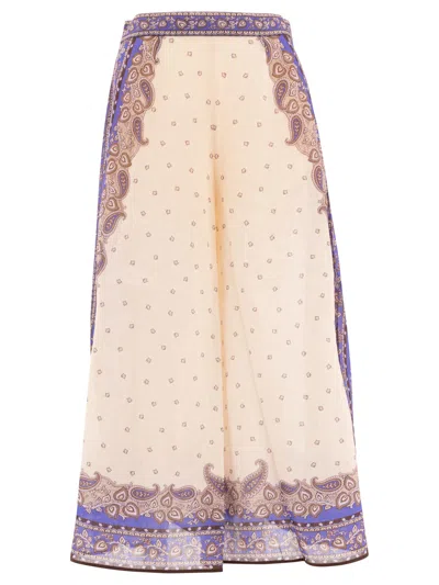 ZIMMERMANN MAXINE WIDE LEG CROPPED PANT TROUSERS PURPLE