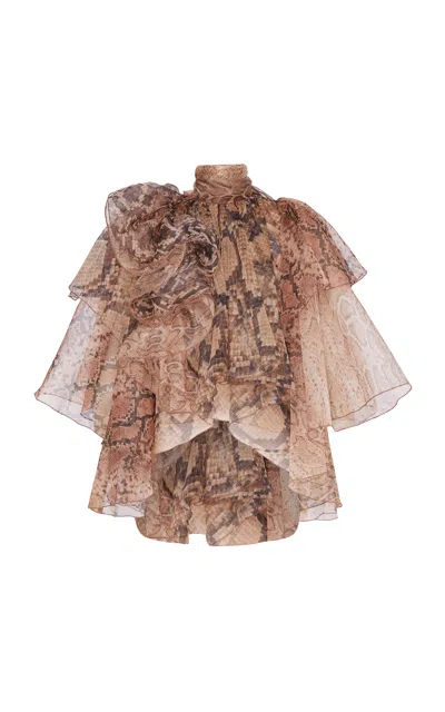 Zimmermann Memento Billow Silk Blouse In Neutral