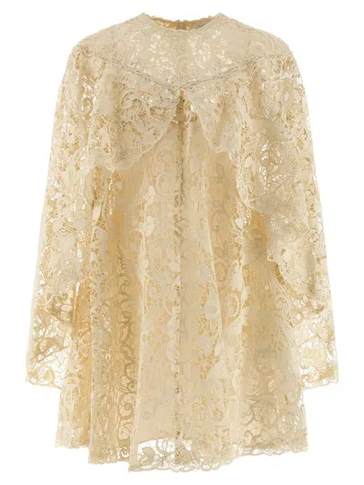 Zimmermann Memento Bird Lace Mini Dress In Gold