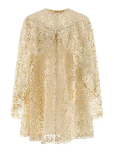 Zimmermann Memento Bird Lace Mini Dress In Gold