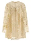Zimmermann Memento Bird Lace Mini Dresses Beige In Gold