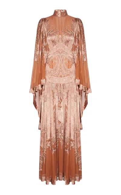 Zimmermann Memento Burnout Dress In Tan