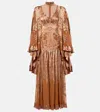 Zimmermann Memento Burnout Paisley Semi-sheer Gown In Brown