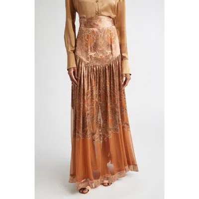 Zimmermann Memento Burnout Paisley Skirt In Brown