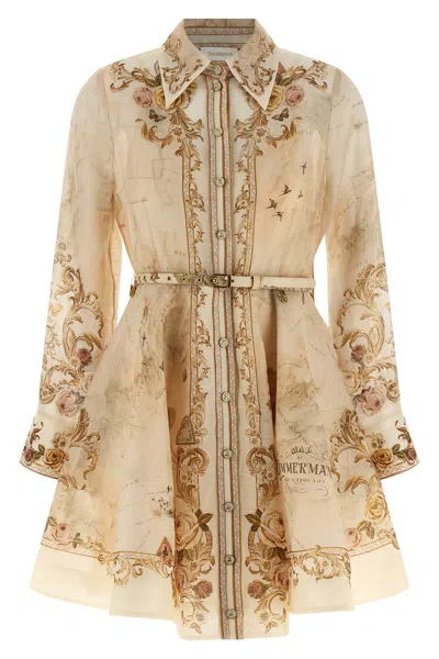 Zimmermann Memento Buttoned Dresses Beige In Brown