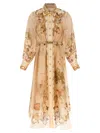 Zimmermann Memento Buttoned Midi Dress In Brown