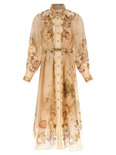 Zimmermann Memento Buttoned Midi Dress In Multi