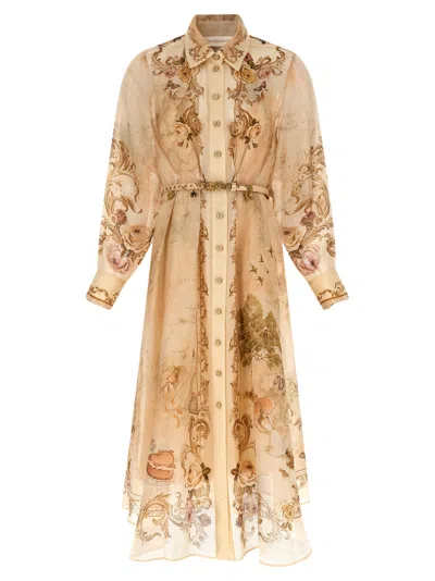 ZIMMERMANN MEMENTO BUTTONED MIDI DRESSES BEIGE