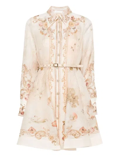 Zimmermann Memento Buttoned Mini Dress In Multi