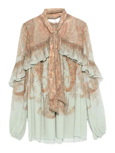 Zimmermann Memento Cream Shirt In Green