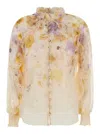 Zimmermann Memento Ruffled Floral-print Blouse In Nude