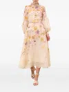 Zimmermann Memento Embroidered Midi Skirt In Neutral