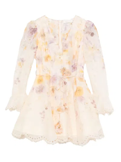 Zimmermann Memento Embroidered Mini Dress In Multi