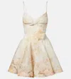 Zimmermann Womens Rose Arbor Memento Twist-front Linen And Silk Mini Dress Xs In Neutral