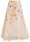 Zimmermann Womens Pansy Floral Memento Embroidered Linen And Silk Midi Skirt Xs In Multi
