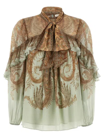 Zimmermann Memento Flutter Blouse In Brown