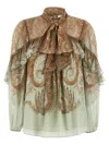Zimmermann Silk Flutter Blouse With Ruffled Trim In Multi