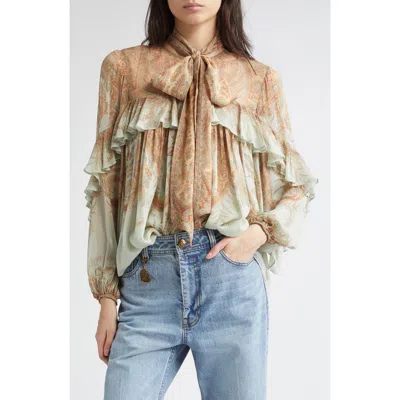 ZIMMERMANN ZIMMERMANN MEMENTO FLUTTER PAISLEY PUSSY BOW TOP