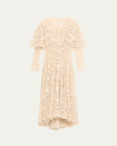 Zimmermann Memento Long-sleeve Lace Dress In Neutral