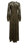 Zimmermann Memento Long Sleeve Lace Maxi Dress In Brown