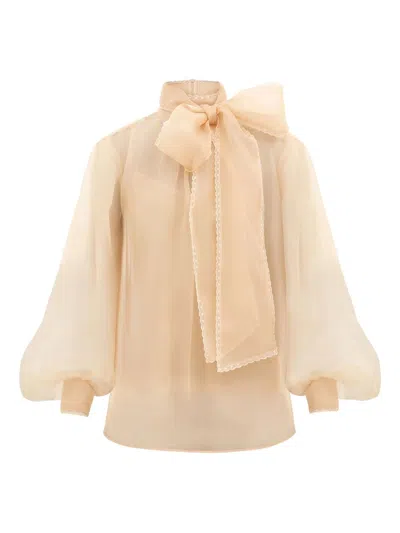 Zimmermann Memento Organza Blouse In Neutral
