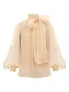 Zimmermann Memento Organza Blouse In Gold